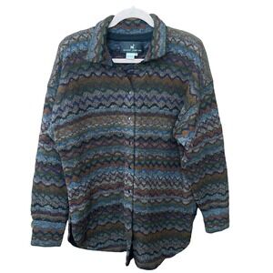 Peruvian Connection 100%‎ Alpaca Knit Button Shirt Jacket Shacket Aztec Boho Med